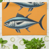マグロのオレンジ茶タオル キッチンタオル (折り畳み)