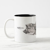 マグロのプリントのマグ ツートーンマグカップ (左)