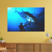 マグロのマグロが網に捕まる キャンバスプリント (インサイチュ (リビング))