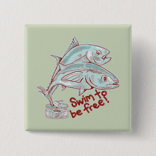 マグロの缶切おもしろいり 缶バッジ (正面)