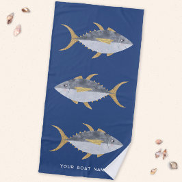 マグロの船名 ビーチタオル
