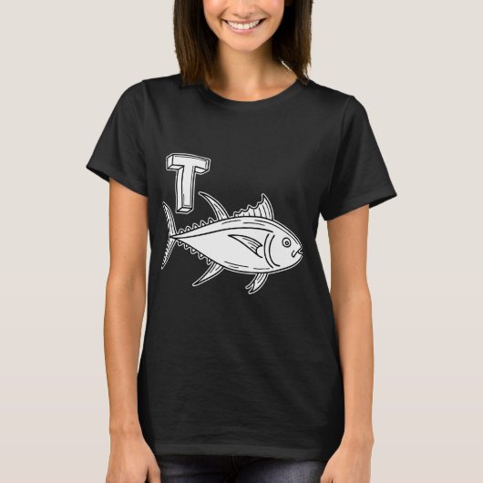 マグロのTの文字のイラスト Tシャツ (正面)