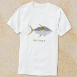 マグロパーソナライズされた魚 Tシャツ<br><div class="desc">おもしろいのスマイルは生意気で、魚、食べ物、魚釣りが好きな人に最適。オリジナルアートby Nic Squirrell.パーソナライズする名前または文字の変更。</div>