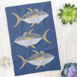 マグロ類 キッチンタオル<br><div class="desc">おもしろいのマグロの魚は生意気なスマイルで、あなたのボートやビーチの家に最適。オリジナルアートby Nic Squirrell.</div>