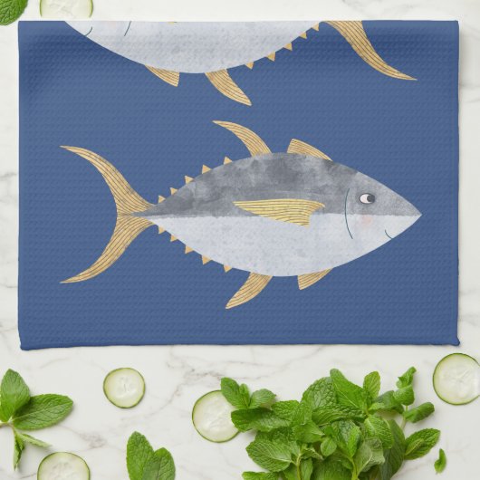 マグロ類 キッチンタオル (折り畳み)