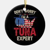 マグロ魚釣りクロマグロ塩水釣り人 セラミックオーナメント (正面)