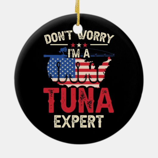 マグロ魚釣りクロマグロ塩水釣り人 セラミックオーナメント (裏面)