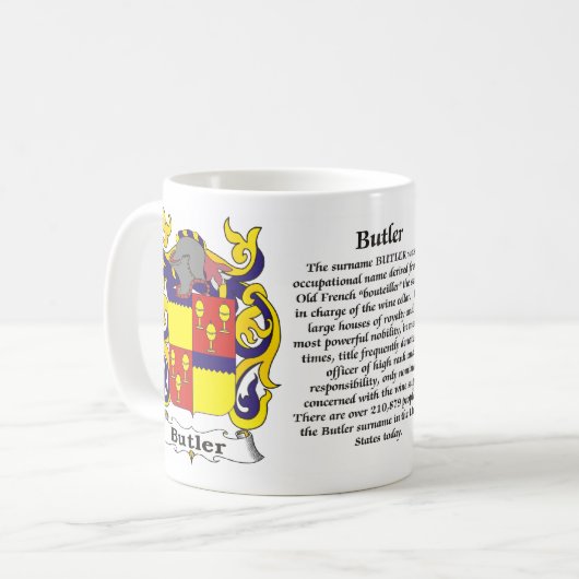 マグ執事家族の紋章付き外衣 コーヒーマグカップ (正面左)