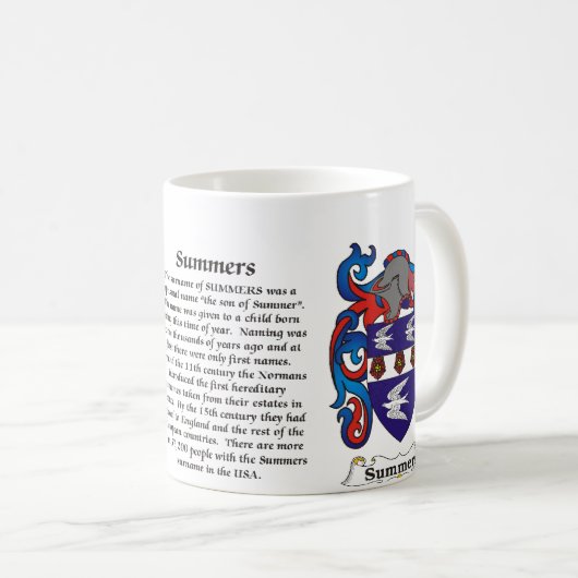 マグ夏家族の紋章付き外衣 コーヒーマグカップ (正面右)