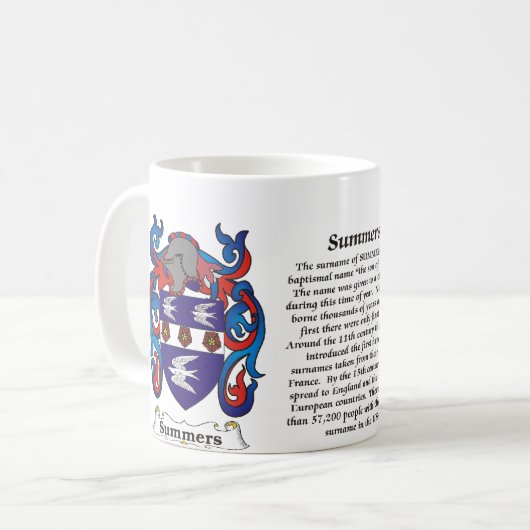 マグ夏家族の紋章付き外衣 コーヒーマグカップ (正面左)