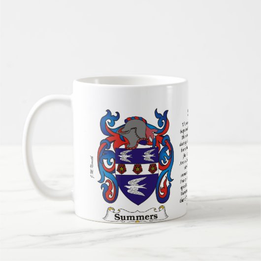マグ夏家族の紋章付き外衣 コーヒーマグカップ (左)