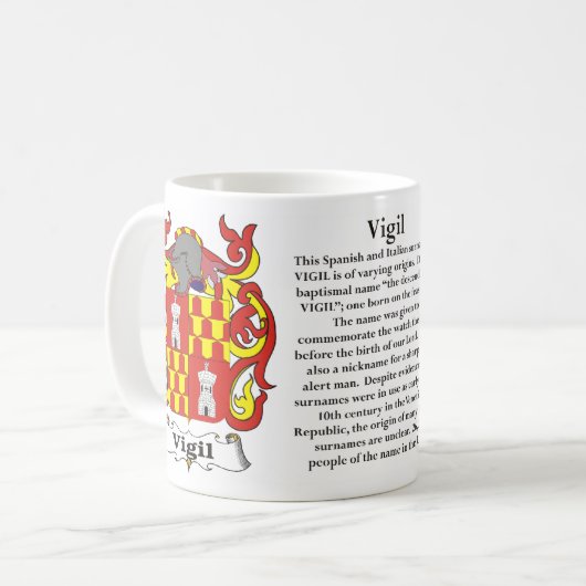 マグ家族の紋章付き外衣 コーヒーマグカップ (正面左)