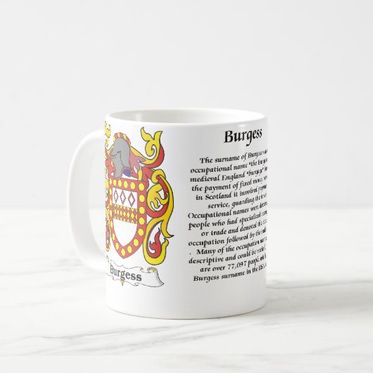 マグ市民家族の紋章付き外衣 コーヒーマグカップ (正面左)