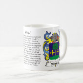 マグ木製家族の紋章付き外衣 コーヒーマグカップ (正面右)