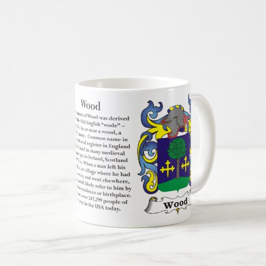 マグ木製家族の紋章付き外衣 コーヒーマグカップ (正面右)