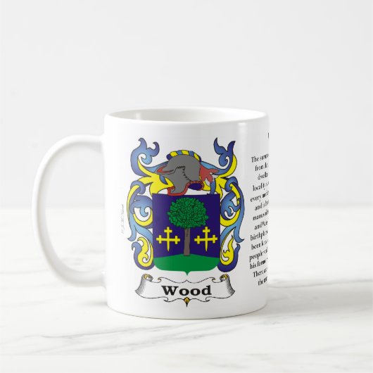 マグ木製家族の紋章付き外衣 コーヒーマグカップ (左)