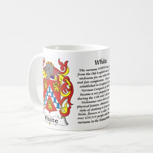 マグ白い家族の紋章付き外衣 コーヒーマグカップ (正面左)