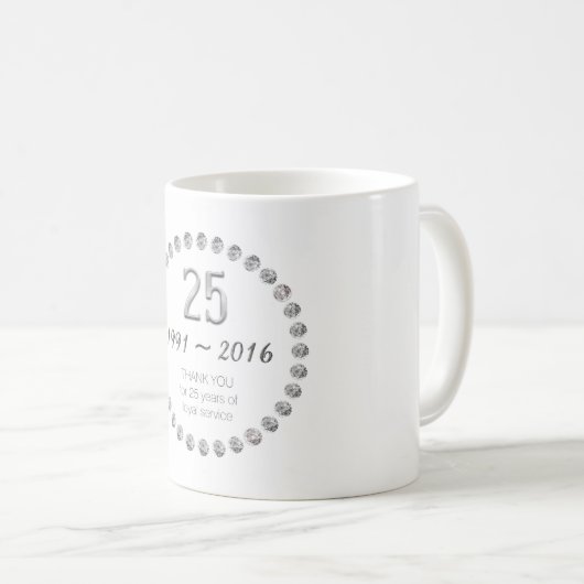 マグ第25記念日の従業員の仕事ありがとう コーヒーマグカップ (正面右)
