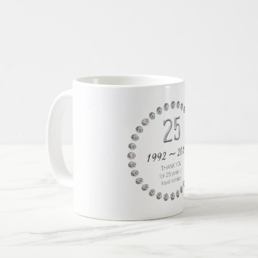 マグ第25記念日の従業員の仕事ありがとう コーヒーマグカップ (正面左)