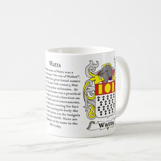 マグ紋章付き外衣ワットの家族の コーヒーマグカップ (正面右)