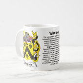 マグ荷車引き家族の紋章付き外衣 コーヒーマグカップ (正面左)