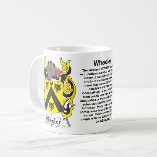 マグ荷車引き家族の紋章付き外衣 コーヒーマグカップ (正面左)
