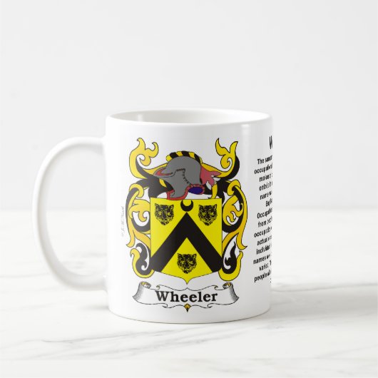 マグ荷車引き家族の紋章付き外衣 コーヒーマグカップ (左)