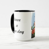 マグ赤いケシ:"良い日を過ごす" マグカップ (正面左)