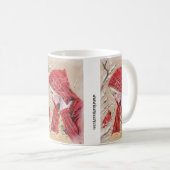 マグ赤(鳥)ショウジョウコウカンチョウ女の子の冬のクリスマス休暇 コーヒーマグカップ (正面右)