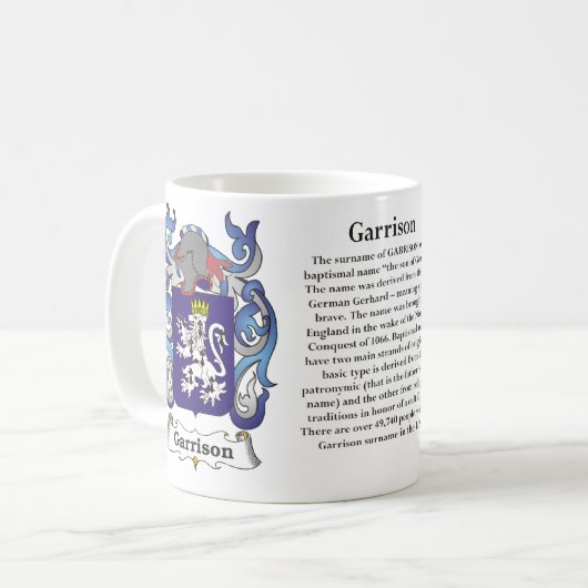 マグ駐屯隊家族の紋章付き外衣 コーヒーマグカップ (正面左)