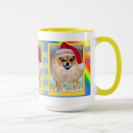 マグ|のポメラニア犬の悪いサンタの虹のクリスマス マグカップ