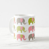 マグ、コーヒー・マグ、オフィスはカラフルな象を襲います コーヒーマグカップ (正面左)