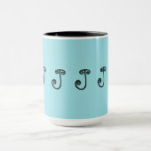 マグ、コーヒー、茶、ターコイズ、黒、イニシャル"J " マグカップ (中央)