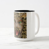 マグ、ヒョウの女性 ツートーンマグカップ (正面右)