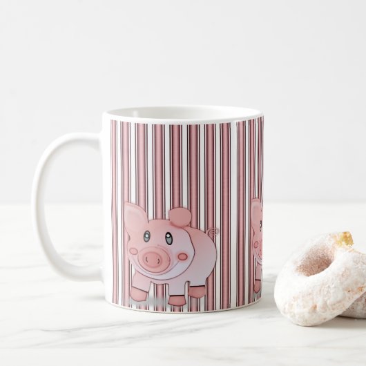 マグ・ピンク・ブタ コーヒーマグカップ (ドーナツ)