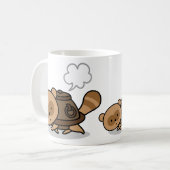 マグ-彼の小さい友人が付いているやかんTanuki コーヒーマグカップ (正面左)