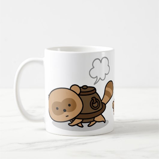 マグ-彼の小さい友人が付いているやかんTanuki コーヒーマグカップ (左)