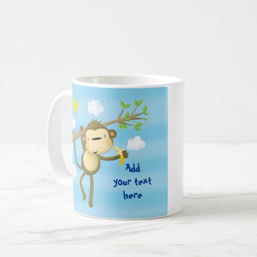 マグ-木のカスタムでかわいく生意気で小さい猿 コーヒーマグカップ (正面左)