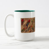 マグ、沢山のオウム ツートーンマグカップ (左)