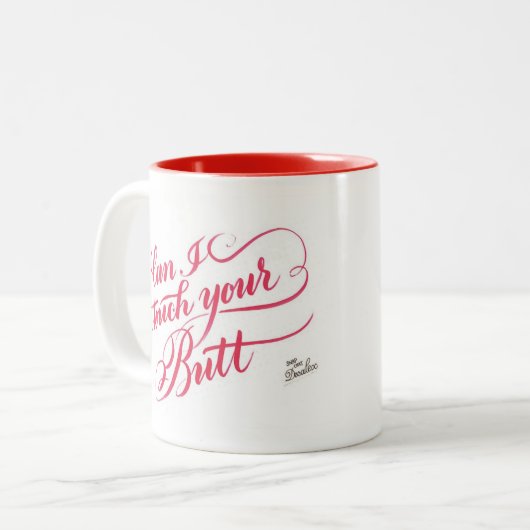 マグ-私はあなたのお尻に触れてもいいですか。 ツートーンマグカップ (正面左)