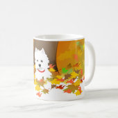 マグ-紅葉のWestie犬 コーヒーマグカップ (正面右)