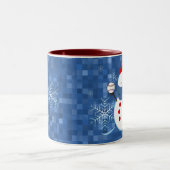 マグ-雪片の野球の雪だるま ツートーンマグカップ (中央)