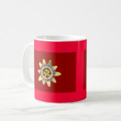 マグ、PASSION_FLOWERのdar赤いbkgrnd コーヒーマグカップ (正面左)