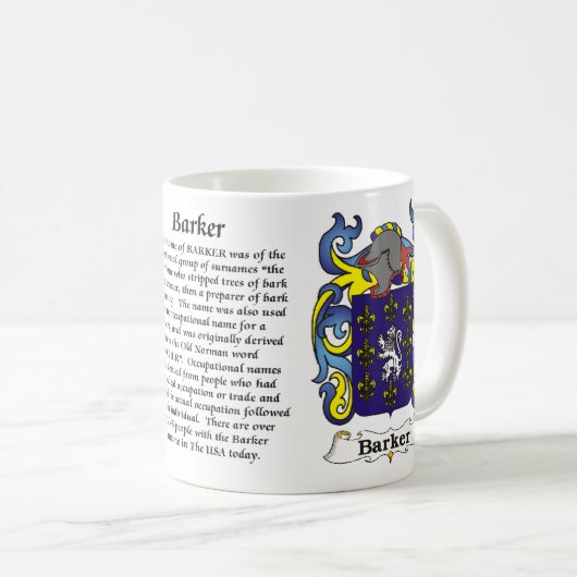 マグBarker家族の紋章付き外衣 コーヒーマグカップ (正面右)