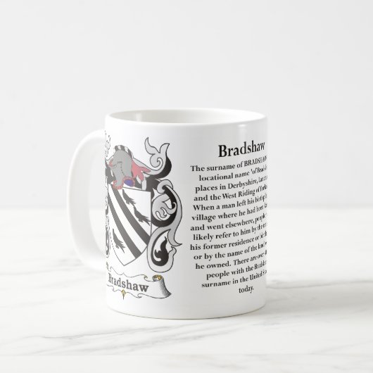 マグBradshaw家族の紋章付き外衣 コーヒーマグカップ (正面左)