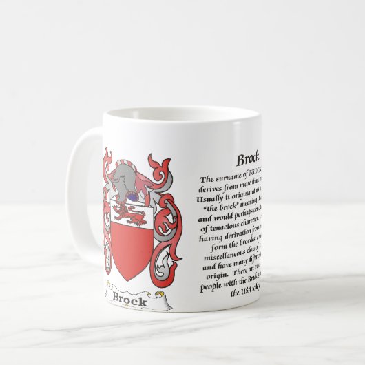 マグBrock家族の紋章付き外衣 コーヒーマグカップ (正面左)