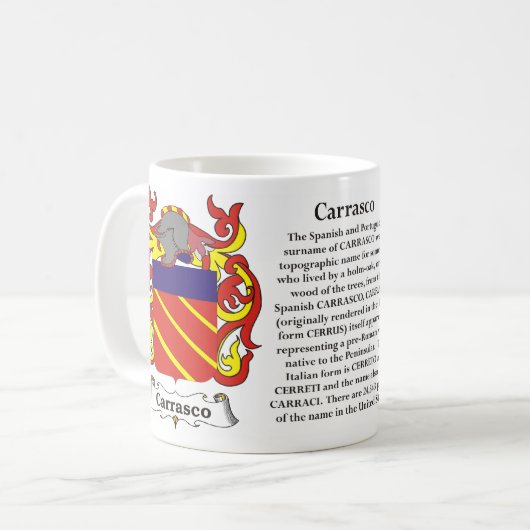 マグCarrasco家族の紋章付き外衣 コーヒーマグカップ (正面左)