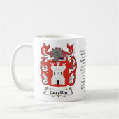 マグCarrillo家族の紋章付き外衣 コーヒーマグカップ (左)