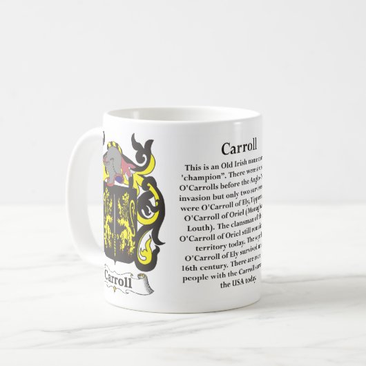 マグCarroll家族の紋章付き外衣 コーヒーマグカップ (正面左)