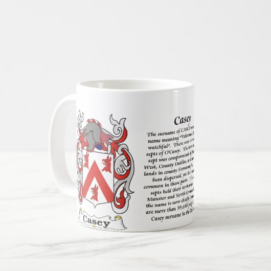 マグCasey家族の紋章付き外衣 コーヒーマグカップ (正面左)